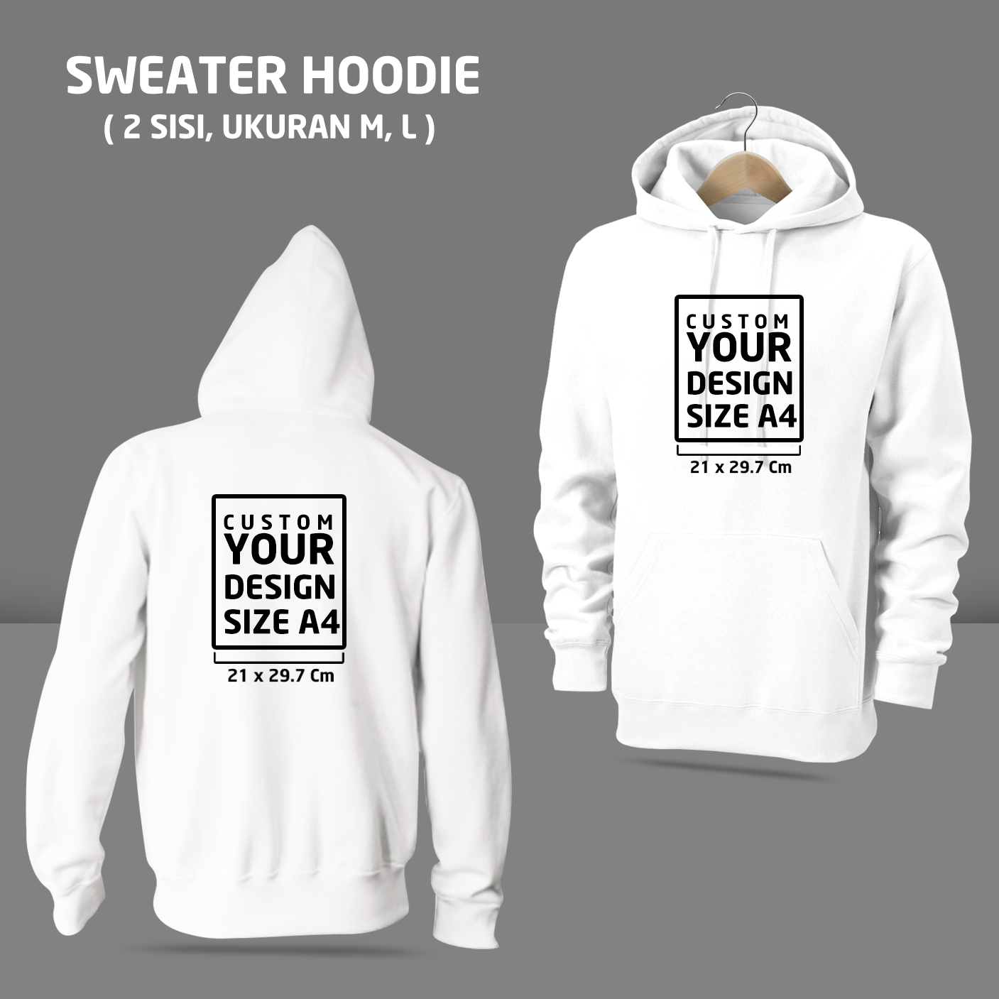 Sweater Hoodie Custom 2 Sisi (M, L)