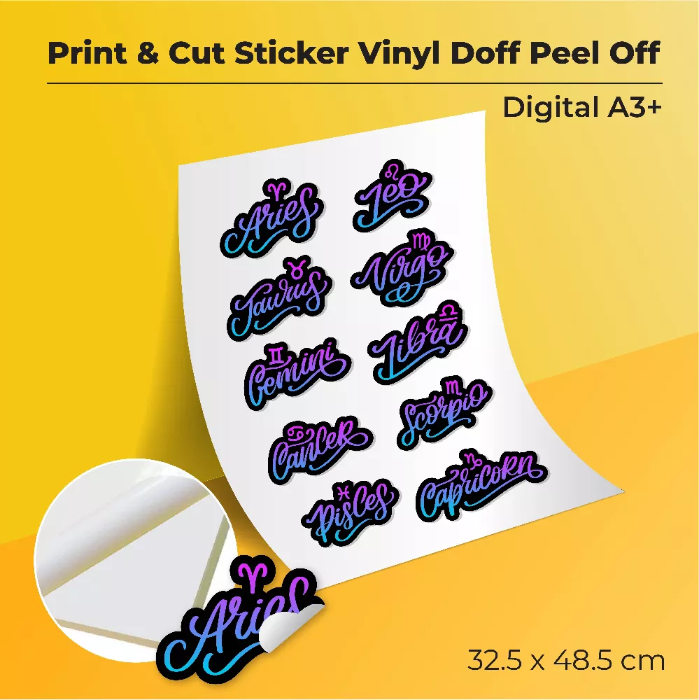 Print & Cut Sticker Vinyl Doff Pell Off A3
