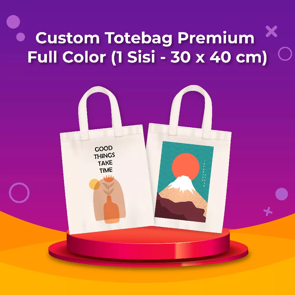 Custom Tote Bag Premium Full Color 1 Sisi (30 x 40 cm) 