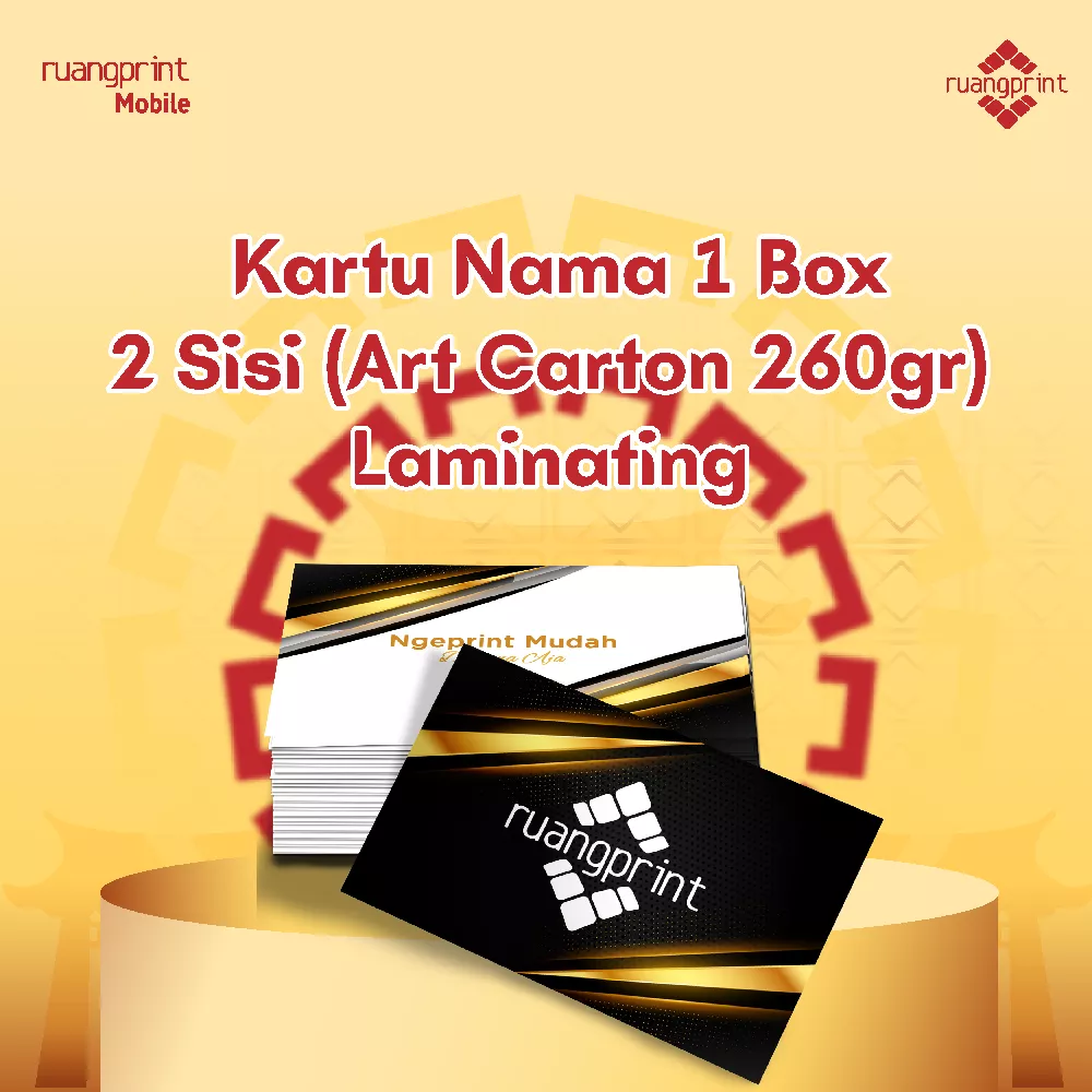 Kartu Nama 1 Box / 2 Sisi (Art Carton 260gr) Laminating