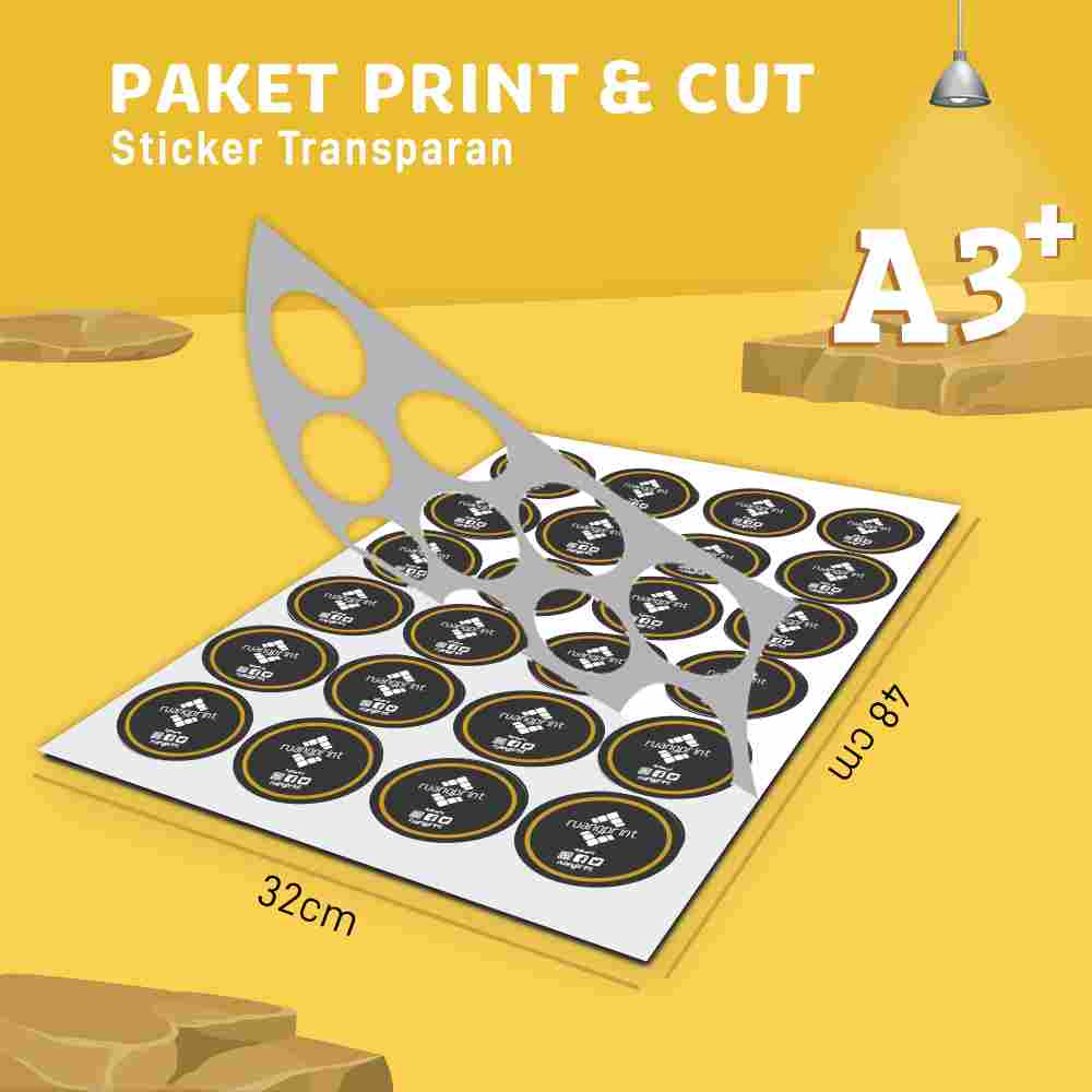 PAKET Print & Cut Sticker Transparan A3